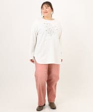 OLKKD10064 eur3(エウルキューブ) 【大きいサイズ】プリント長袖Tシャツ ホワイト