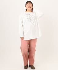 OLKKD10064 eur3(エウルキューブ) 【大きいサイズ】プリント長袖Tシャツ ホワイト