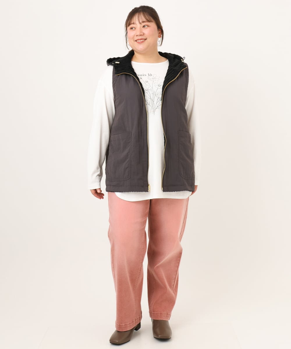 OLKKD10064 eur3(エウルキューブ) 【大きいサイズ】プリント長袖Tシャツ ホワイト