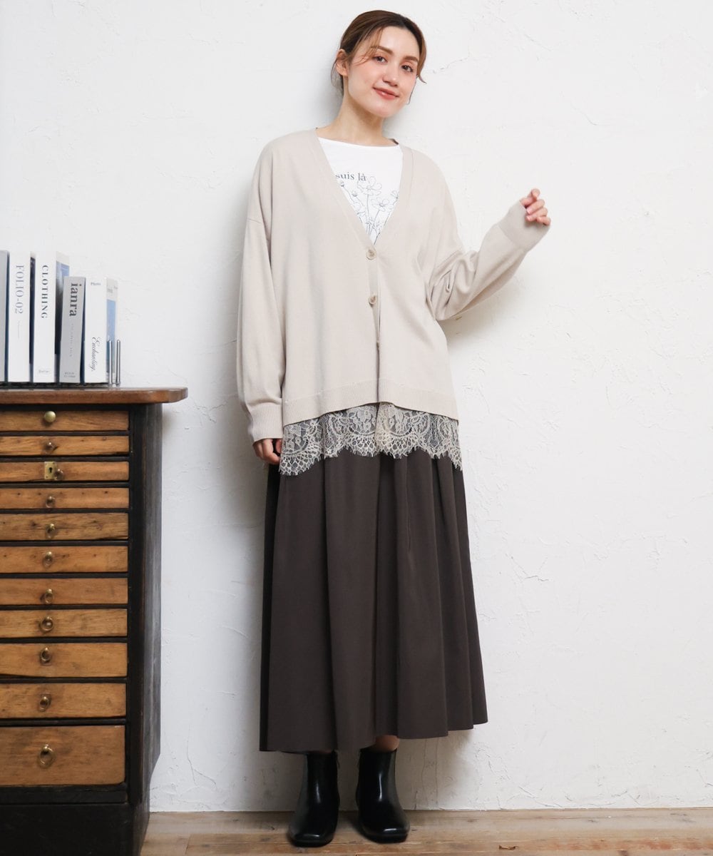 OLKKD10064 eur3(エウルキューブ) 【大きいサイズ】プリント長袖Tシャツ ホワイト