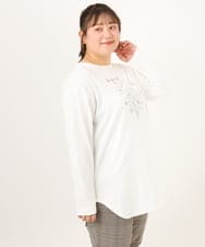 OLKKD10064 eur3(エウルキューブ) 【大きいサイズ】プリント長袖Tシャツ ホワイト
