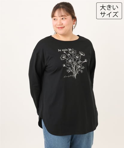 OLKKD10064 eur3 【大きいサイズ】プリント長袖Tシャツ