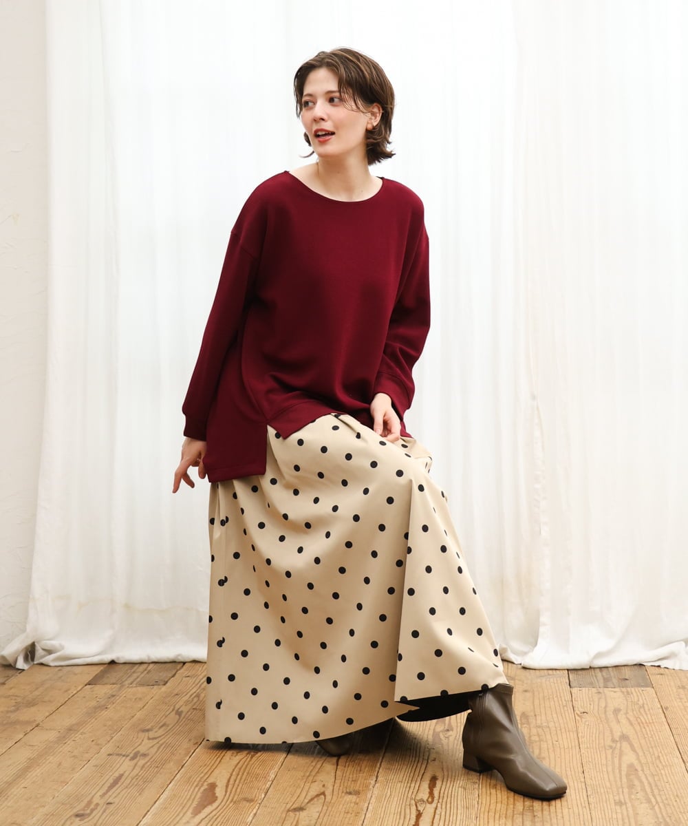 OLKKD11089 eur3(エウルキューブ) 【大きいサイズ】袖リブイレヘムカットソー ワイン