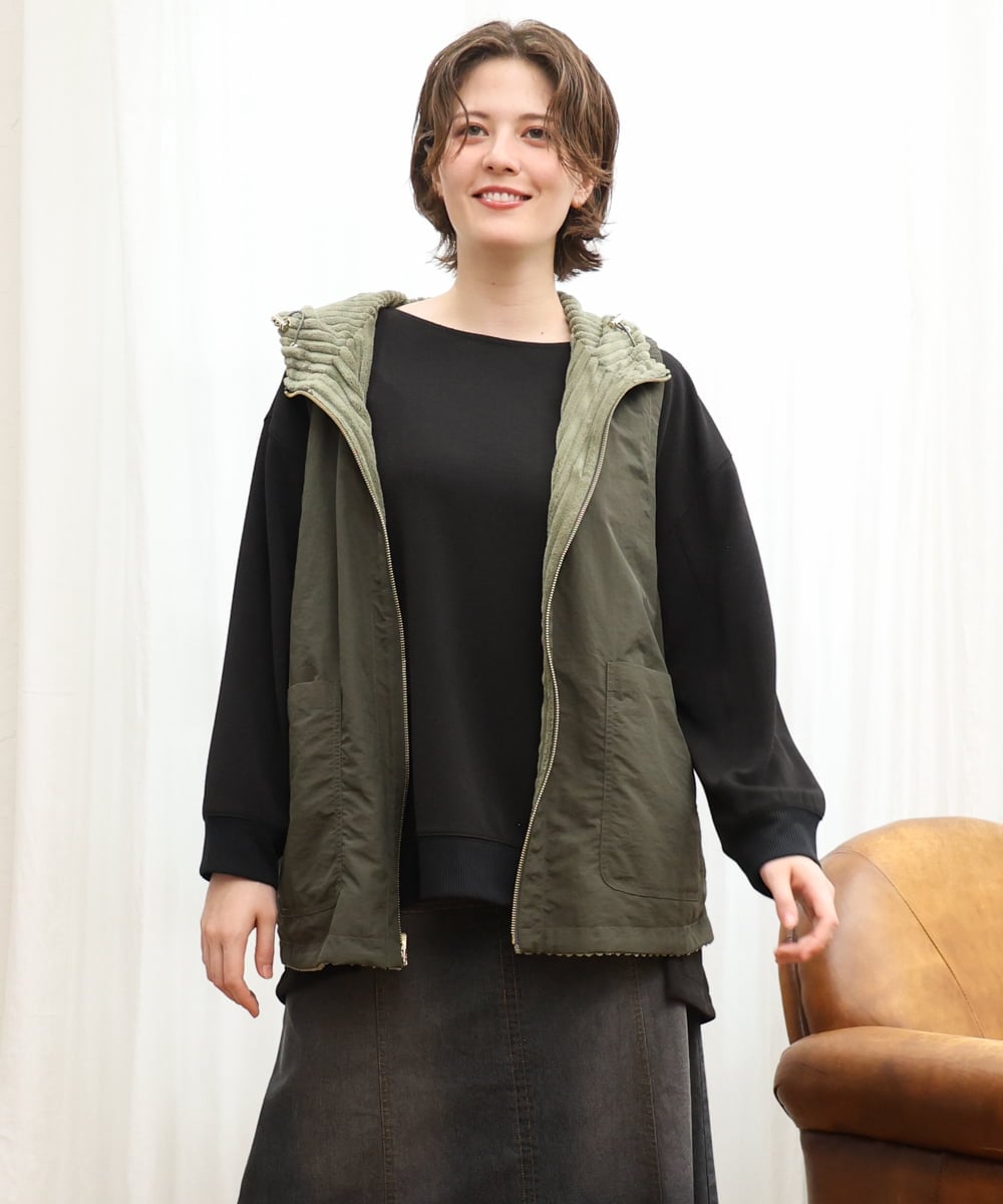 OLKKD11089 eur3(エウルキューブ) 【大きいサイズ】袖リブイレヘムカットソー ブラック