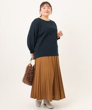 OLKKD15064 eur3(エウルキューブ) 【大きいサイズ】リップルボーダーカットソー ネイビー
