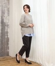 OLKKD15064 eur3(エウルキューブ) 【大きいサイズ】リップルボーダーカットソー グレージュ