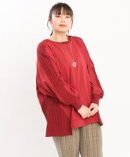 OLKKS07089 eur3(エウルキューブ) 【大きいサイズ】裏毛ニットコンビトップス レッド(05)