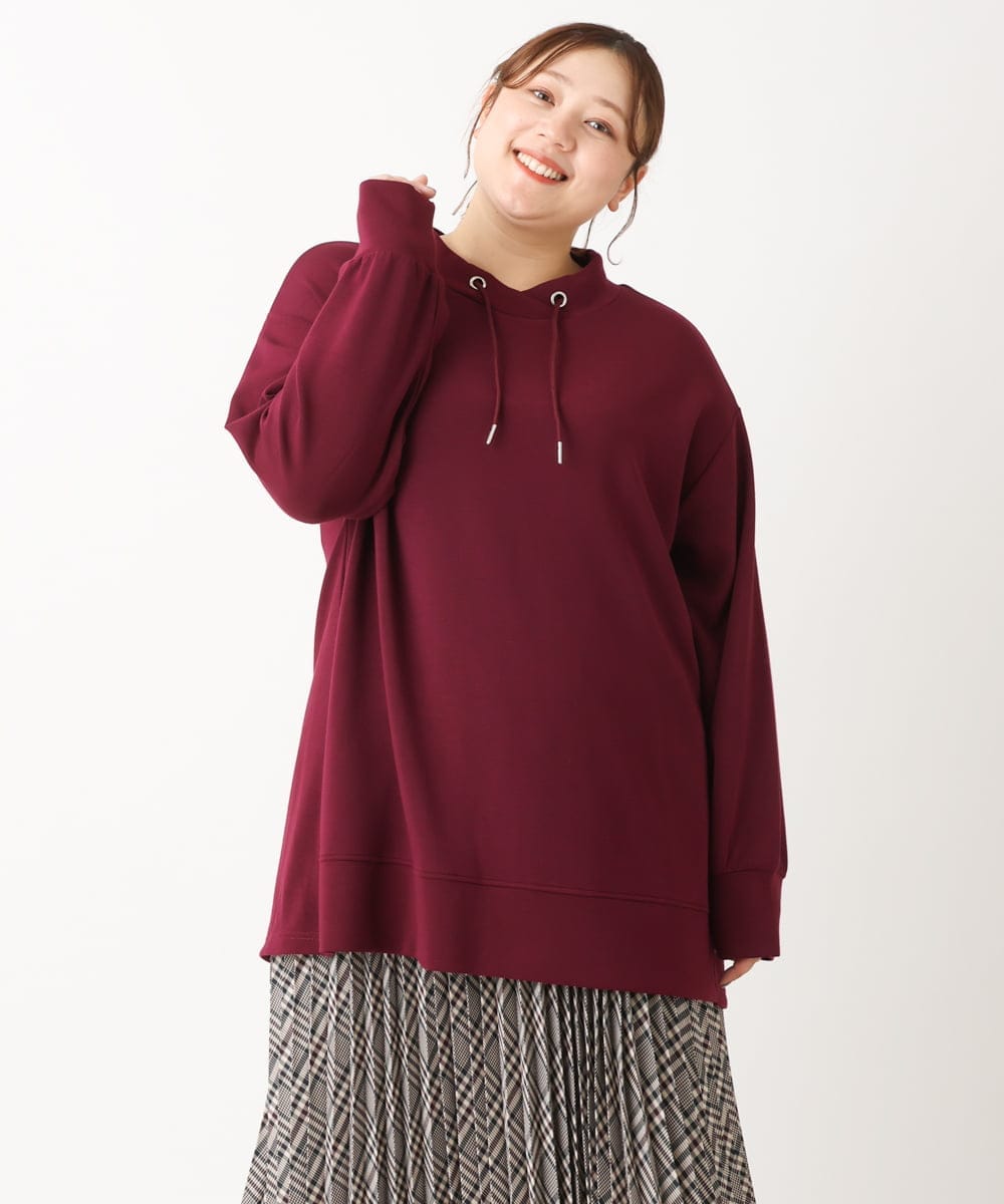 OLKKS16079 eur3(エウルキューブ) 【大きいサイズ】フーディー風トップス ワイン(77)