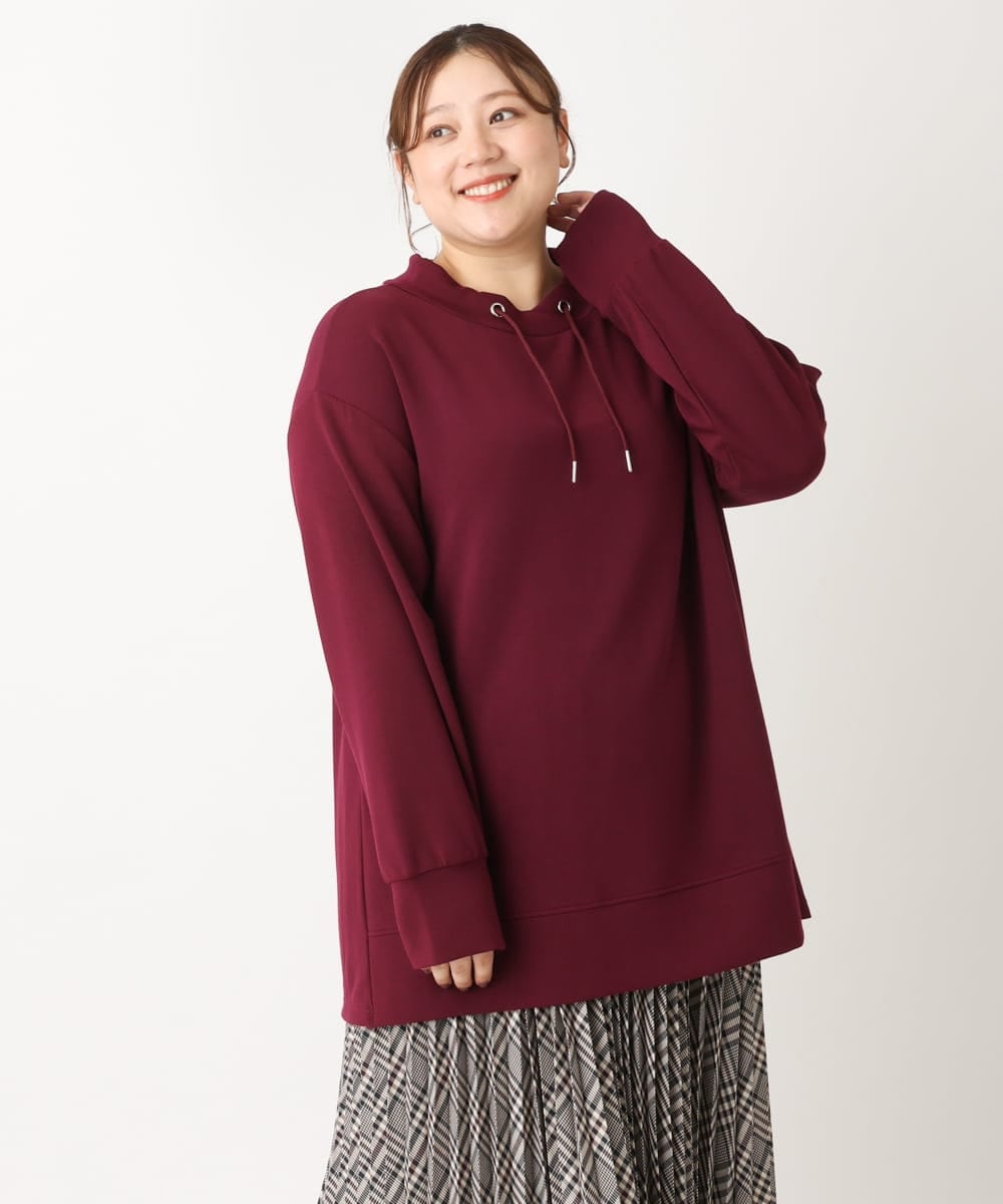 OLKKS16079 eur3(エウルキューブ) 【大きいサイズ】フーディー風トップス ワイン(77)