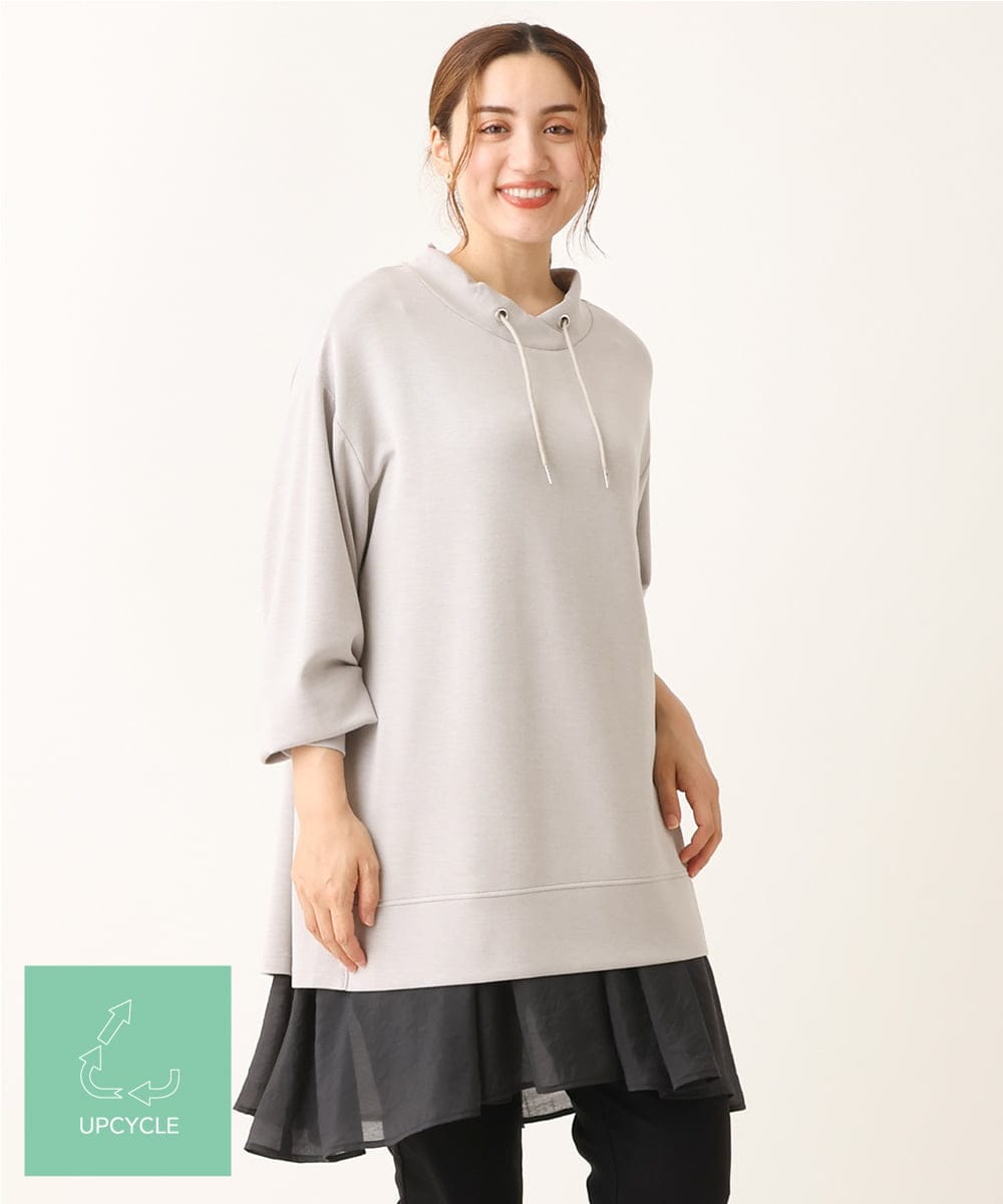 OLKKS16079 eur3(エウルキューブ) 【大きいサイズ】フーディー風トップス ライトグレー(91)
