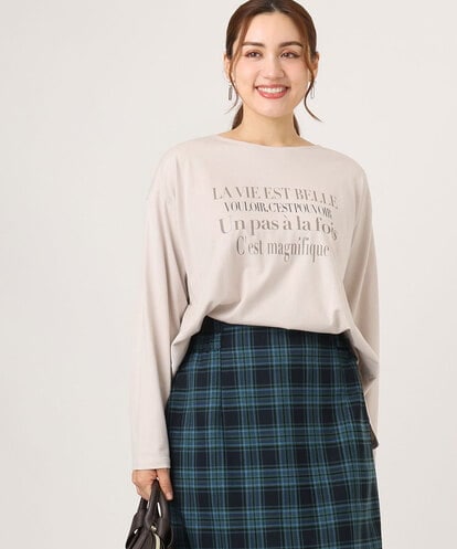 OLKLA23059  【大きいサイズ】ロゴプリント長袖Tシャツ