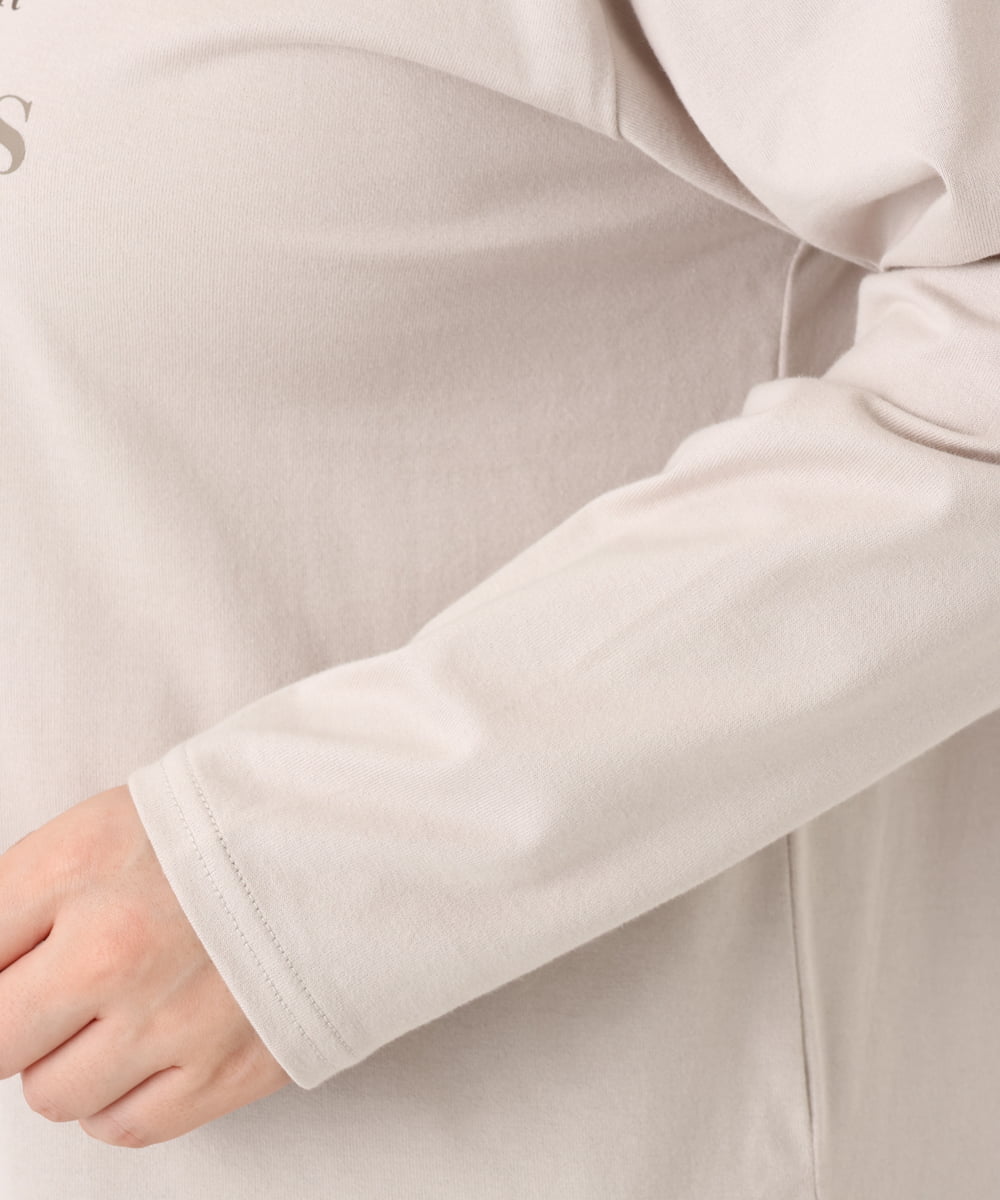 OLKLA23059 eur3(エウルキューブ) 【大きいサイズ】ロゴプリント長袖Tシャツ グレージュ(89)