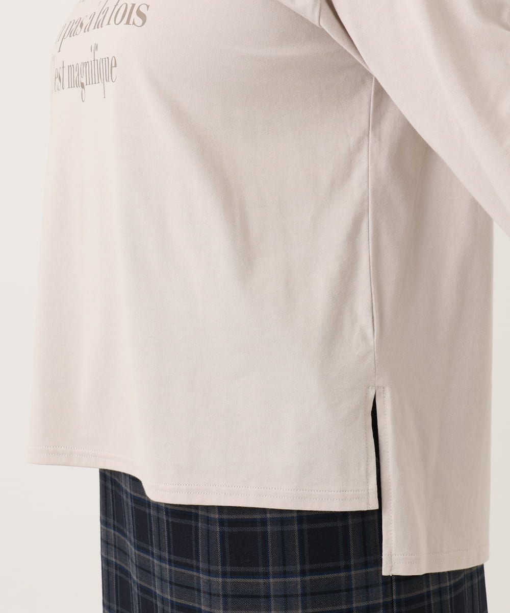 OLKLA23059 eur3(エウルキューブ) 【大きいサイズ】ロゴプリント長袖Tシャツ グレージュ(89)