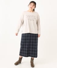 OLKLA23059 eur3(エウルキューブ) 【大きいサイズ】ロゴプリント長袖Tシャツ グレージュ(89)