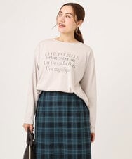 OLKLA23059 eur3(エウルキューブ) 【大きいサイズ】ロゴプリント長袖Tシャツ グレージュ(89)