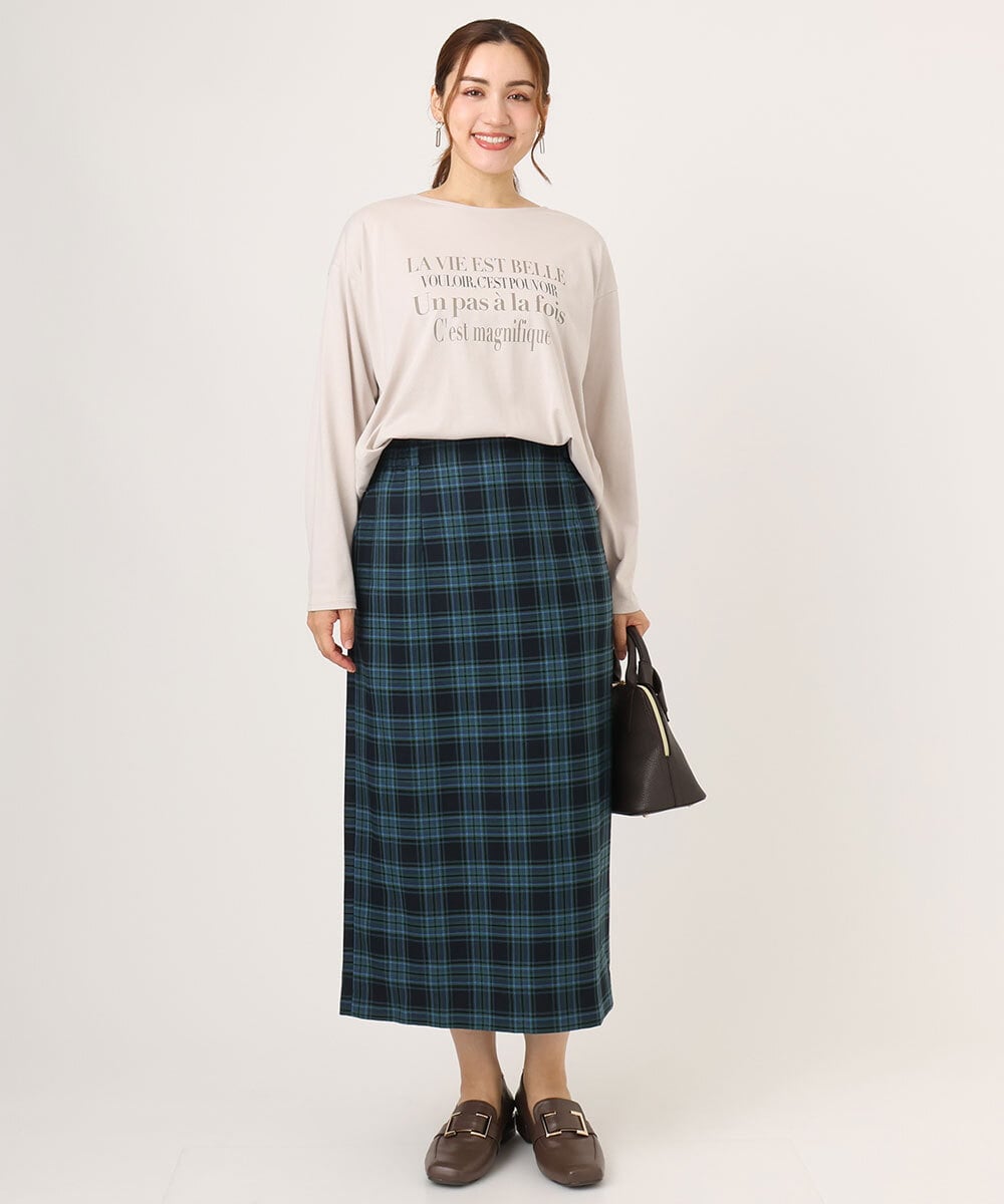 OLKLA23059 eur3(エウルキューブ) 【大きいサイズ】ロゴプリント長袖Tシャツ グレージュ(89)