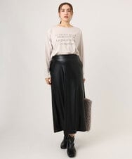 OLKLA23059 eur3(エウルキューブ) 【大きいサイズ】ロゴプリント長袖Tシャツ グレージュ(89)