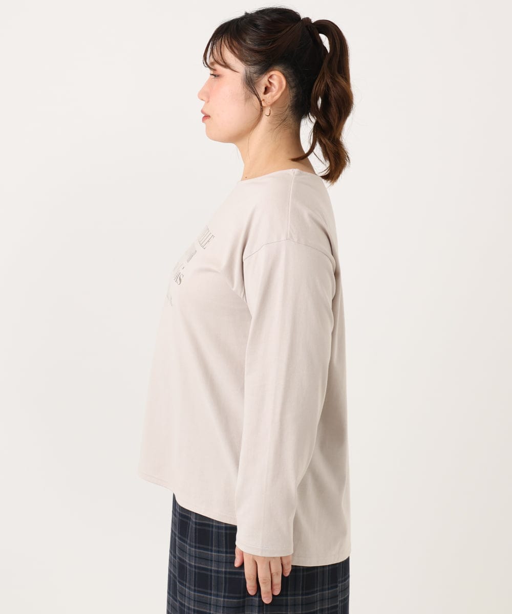OLKLA23059 eur3(エウルキューブ) 【大きいサイズ】ロゴプリント長袖Tシャツ グレージュ(89)
