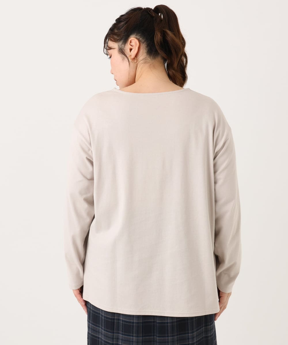 OLKLA23059 eur3(エウルキューブ) 【大きいサイズ】ロゴプリント長袖Tシャツ グレージュ(89)