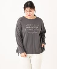 OLKLA23059 eur3(エウルキューブ) 【大きいサイズ】ロゴプリント長袖Tシャツ ダークグレー(93)