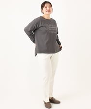 OLKLA23059 eur3(エウルキューブ) 【大きいサイズ】ロゴプリント長袖Tシャツ ダークグレー(93)