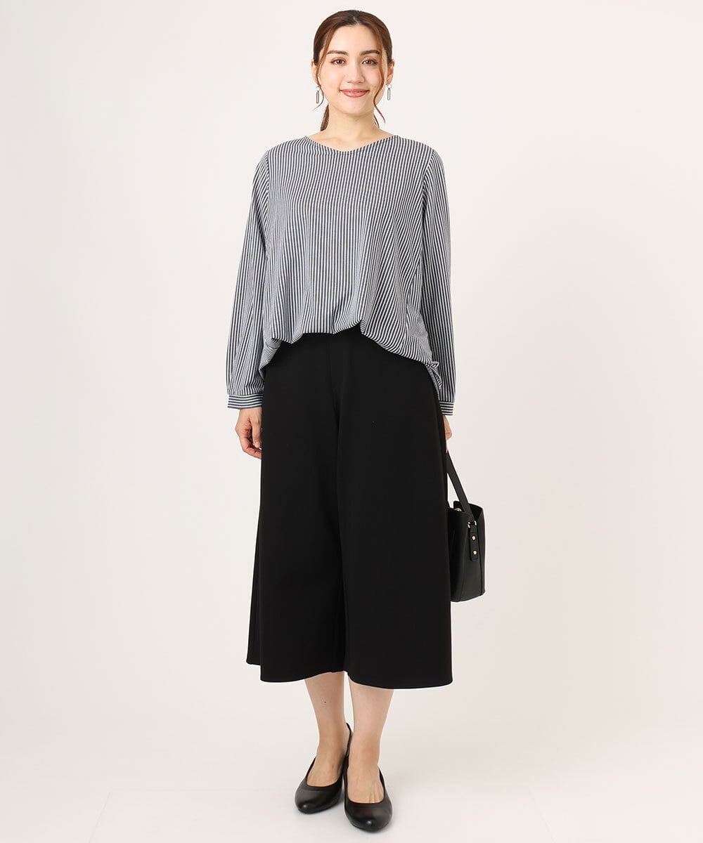 OLKLA26079 eur3(エウルキューブ) 【大きいサイズ】シャンブレーストライプカットソー ネイビー(57)