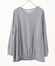 OLKLA26079 eur3(エウルキューブ) 【大きいサイズ】シャンブレーストライプカットソー ネイビー(57)