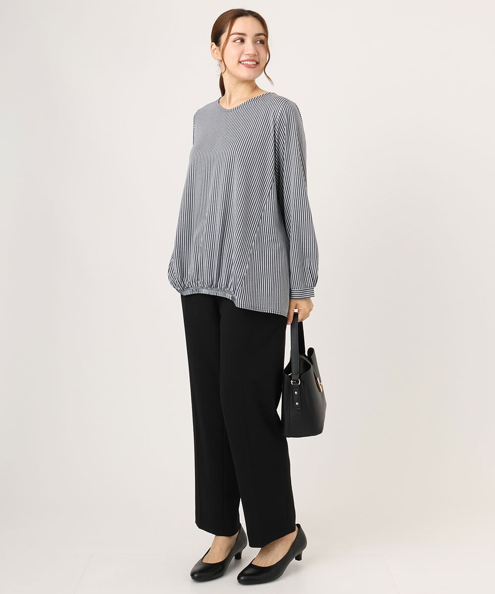 OLKLA26079 eur3(エウルキューブ) 【大きいサイズ】シャンブレーストライプカットソー ネイビー(57)