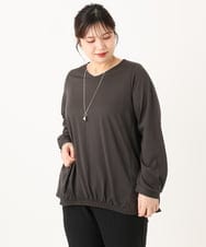 OLKLA26079 eur3(エウルキューブ) 【大きいサイズ】シャンブレーストライプカットソー ダークグレー(93)