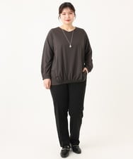 OLKLA26079 eur3(エウルキューブ) 【大きいサイズ】シャンブレーストライプカットソー ダークグレー(93)
