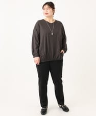 OLKLA26079 eur3(エウルキューブ) 【大きいサイズ】シャンブレーストライプカットソー ダークグレー(93)