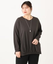 OLKLA26079 eur3(エウルキューブ) 【大きいサイズ】シャンブレーストライプカットソー ダークグレー(93)