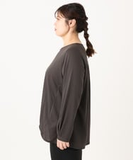 OLKLA26079 eur3(エウルキューブ) 【大きいサイズ】シャンブレーストライプカットソー ダークグレー(93)