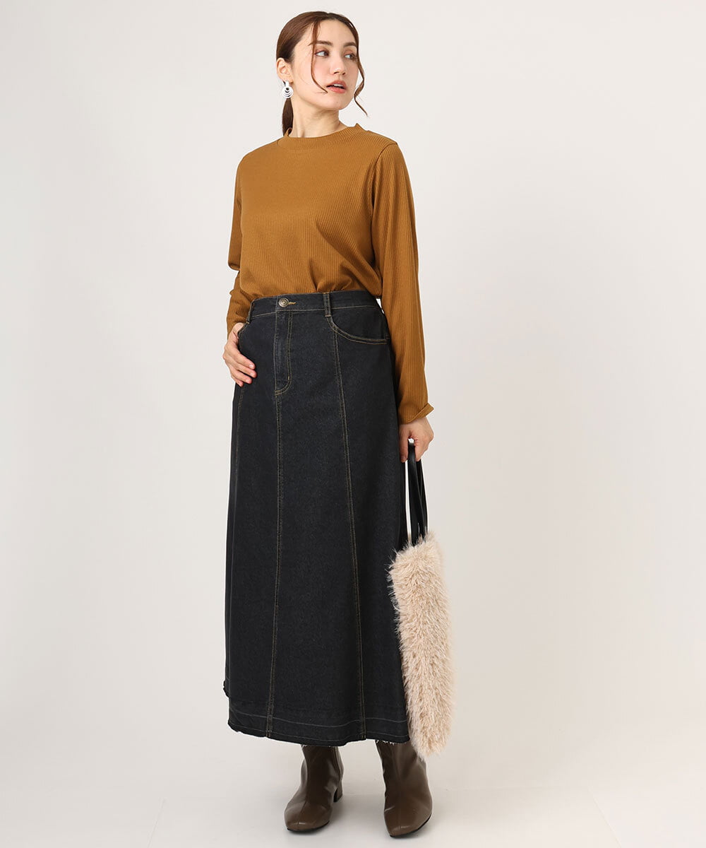 OLKLA28054 eur3(エウルキューブ) 【大きいサイズ】プチハイネックリブカットソー マスタード(26)