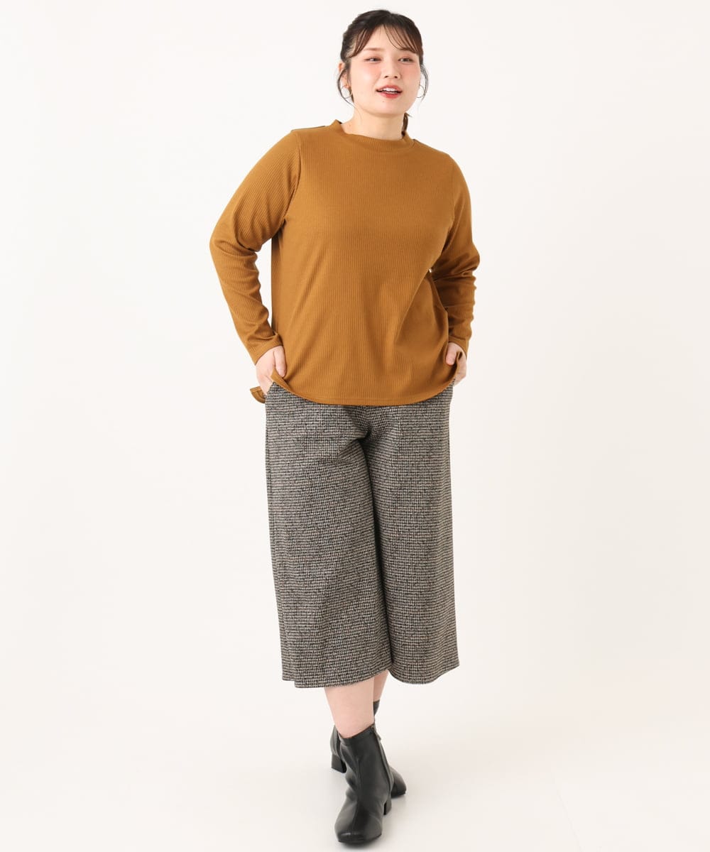 OLKLA28054 eur3(エウルキューブ) 【大きいサイズ】プチハイネックリブカットソー マスタード(26)