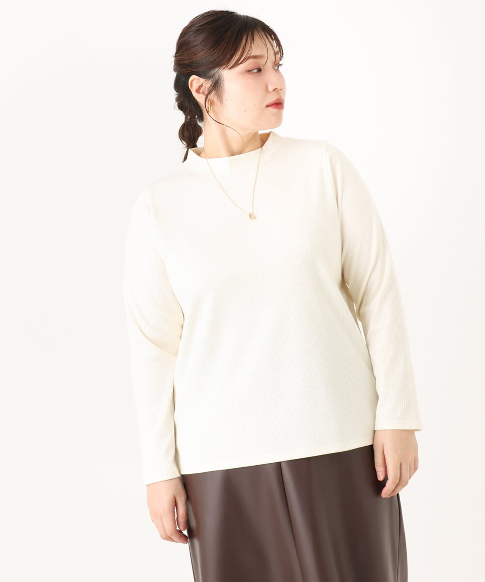 OLKLA28054 eur3(エウルキューブ) 【大きいサイズ】プチハイネックリブカットソー ホワイト(90)