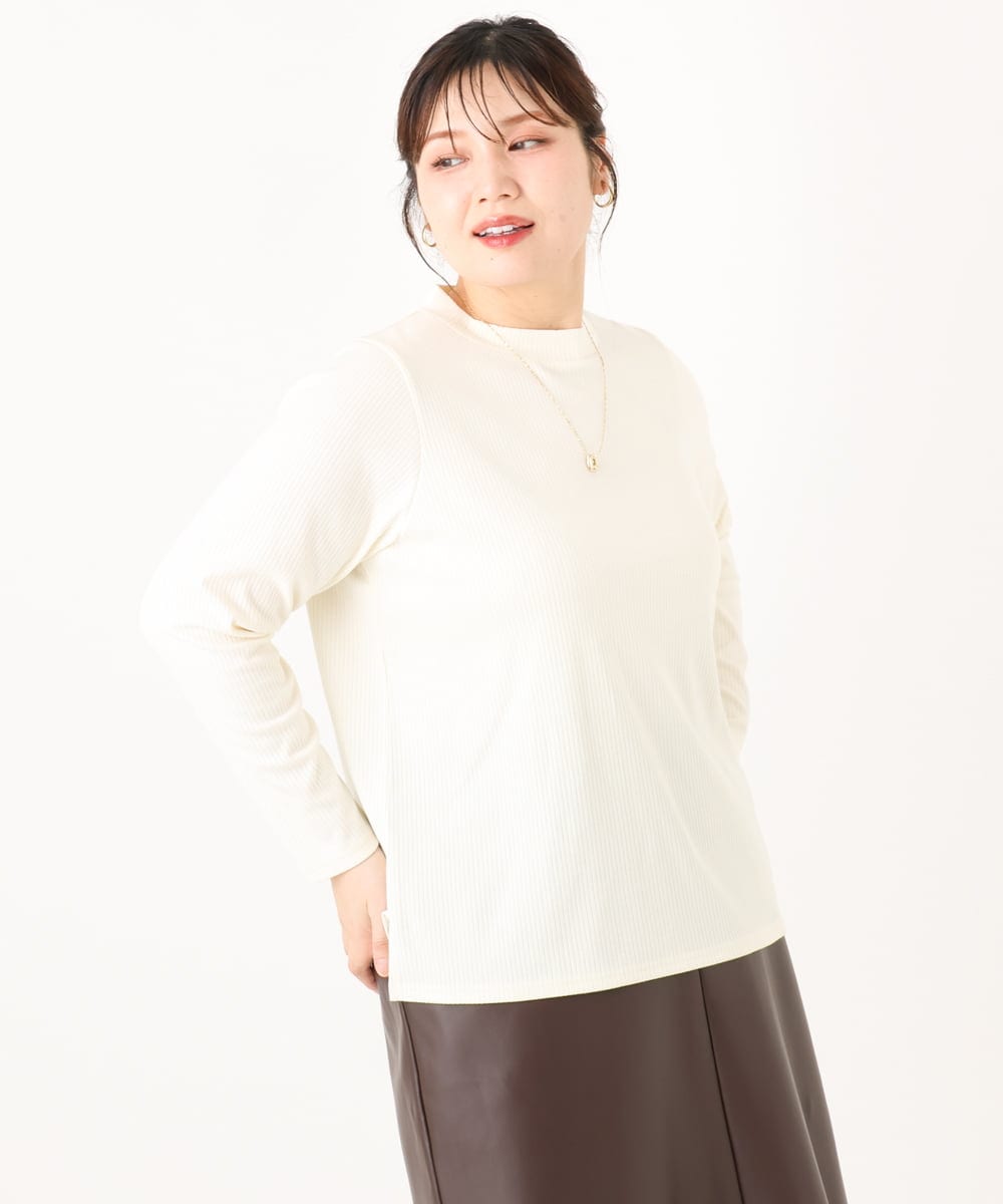 OLKLA28054 eur3(エウルキューブ) 【大きいサイズ】プチハイネックリブカットソー ホワイト(90)