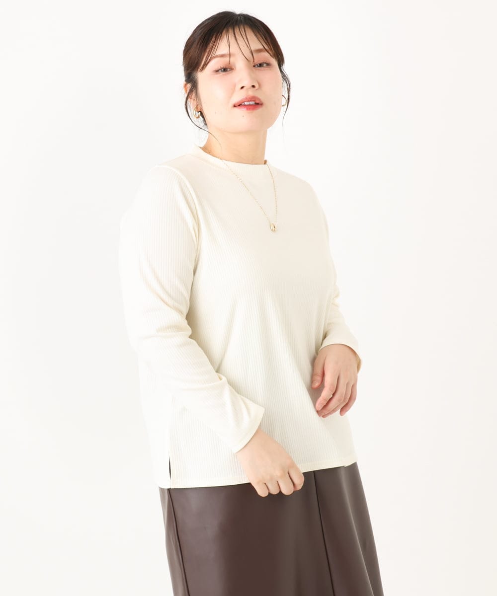OLKLA28054 eur3(エウルキューブ) 【大きいサイズ】プチハイネックリブカットソー ホワイト(90)