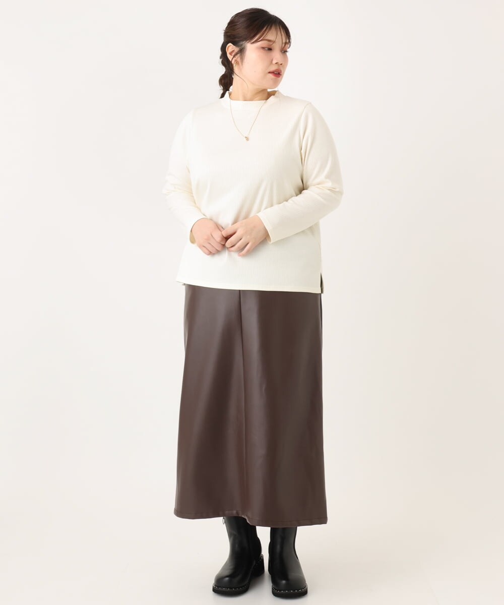 OLKLA28054 eur3(エウルキューブ) 【大きいサイズ】プチハイネックリブカットソー ホワイト(90)