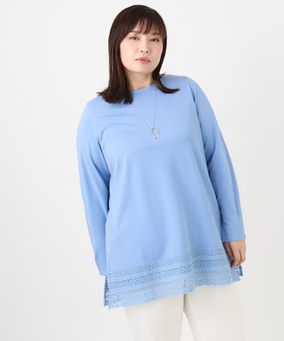 OLKLA29069  【大きいサイズ/a.v.v×eur3】ポンチ裾レーストップス