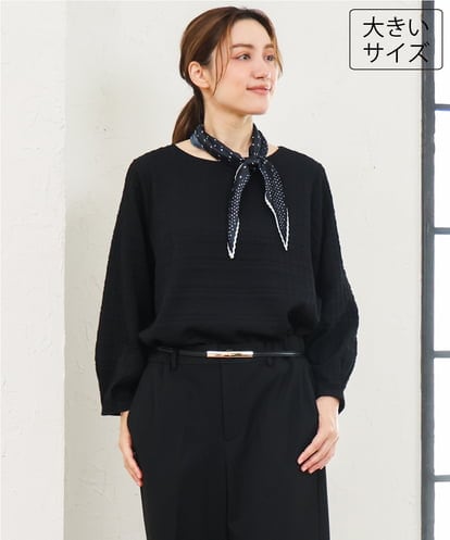 OLKLD19069 eur3 【大きいサイズ】千鳥ジャカードカットソー