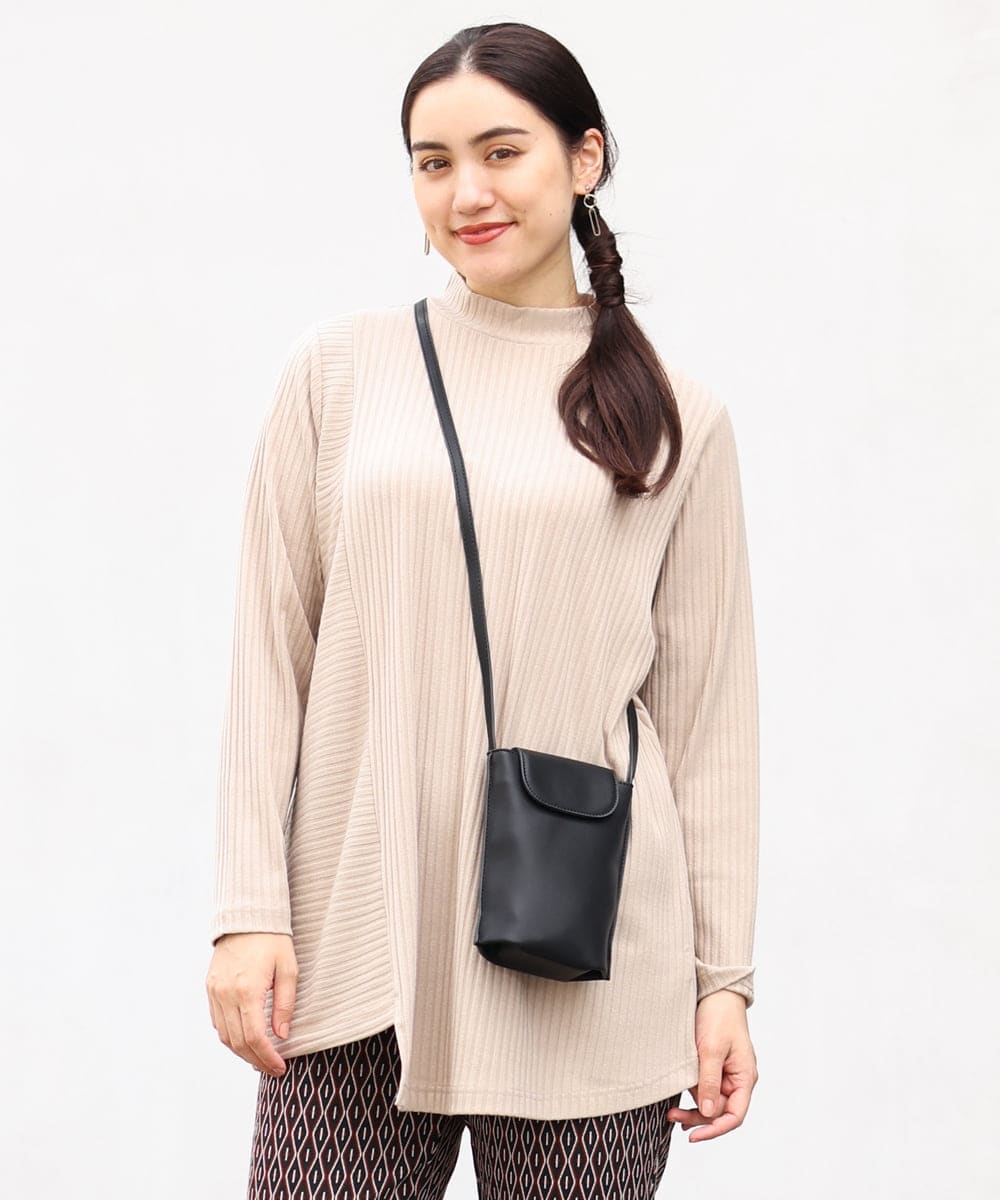 OLKLP07080 eur3(エウルキューブ) 【雑誌掲載】【大きいサイズ/11号サイズあり】リブハイネックチュニック ベージュ(82)