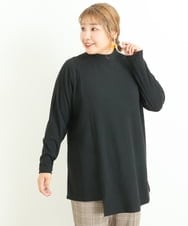 OLKLP07080 eur3(エウルキューブ) 【雑誌掲載】【大きいサイズ/11号サイズあり】リブハイネックチュニック ブラック(94)
