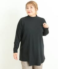 OLKLP07080 eur3(エウルキューブ) 【雑誌掲載】【大きいサイズ/11号サイズあり】リブハイネックチュニック ブラック(94)