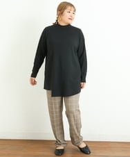 OLKLP07080 eur3(エウルキューブ) 【雑誌掲載】【大きいサイズ/11号サイズあり】リブハイネックチュニック ブラック(94)