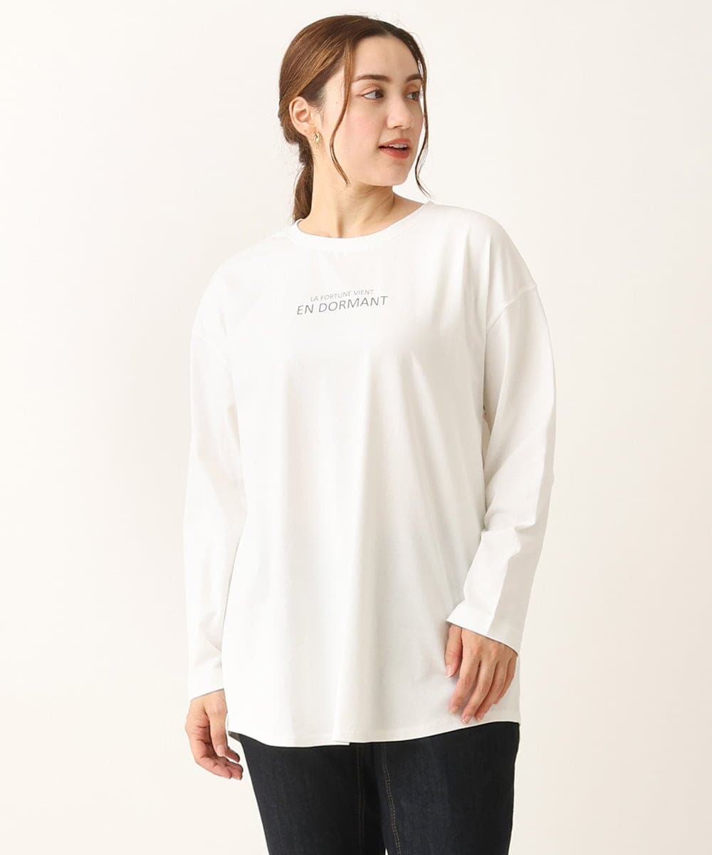 OLKLS13069 eur3(エウルキューブ) 【大きいサイズ/11号サイズあり】ドロップショルダーロゴTシャツ ホワイト(90)