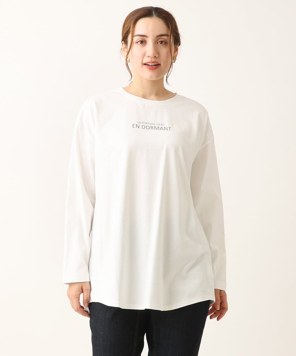 OLKLS13069 eur3(エウルキューブ) 【大きいサイズ/11号サイズあり】ドロップショルダーロゴTシャツ ホワイト(90)