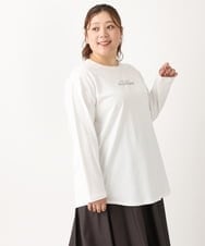 OLKLS13069 eur3(エウルキューブ) 【大きいサイズ/11号サイズあり】ドロップショルダーロゴTシャツ ホワイト(90)