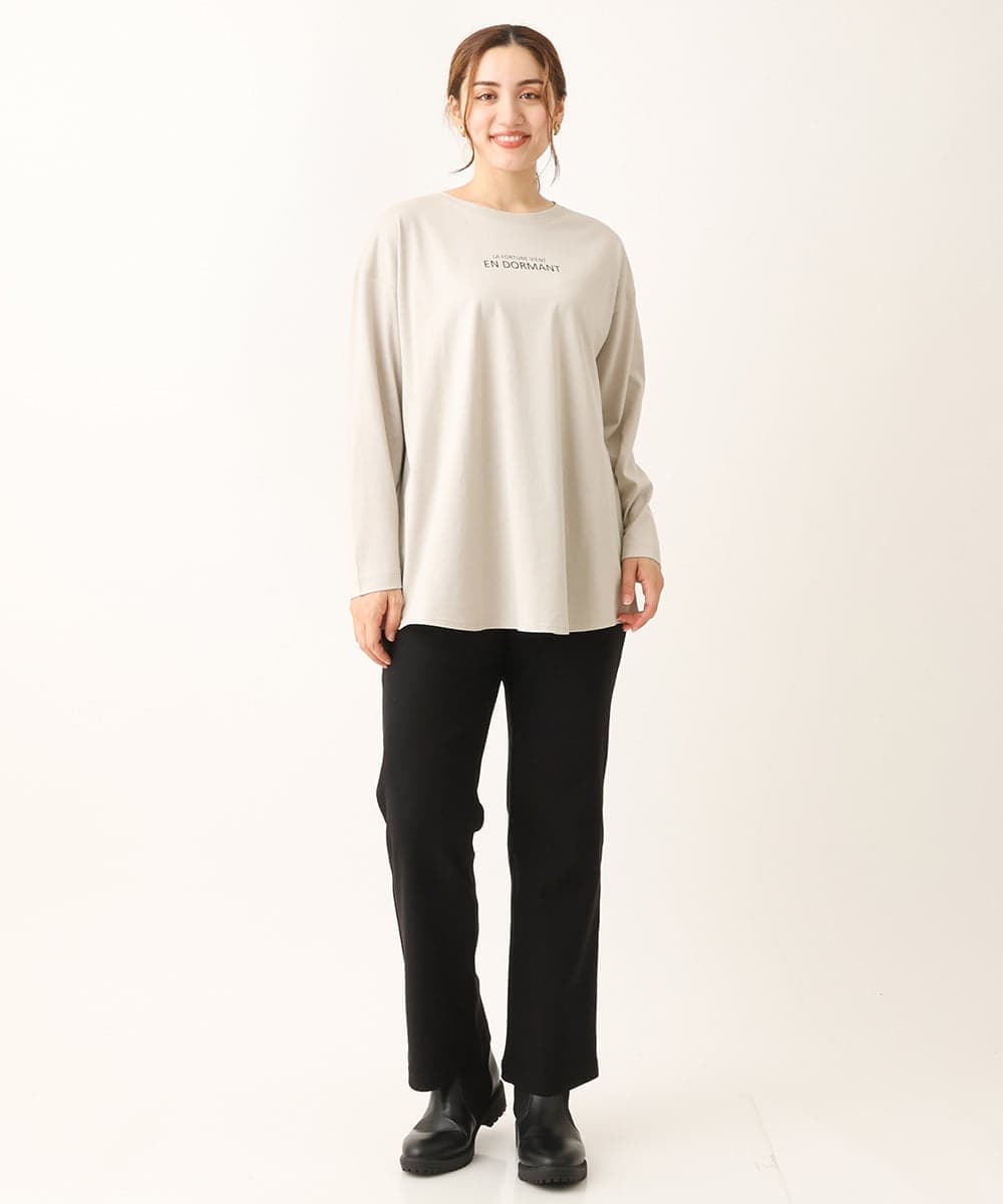OLKLS13069 eur3(エウルキューブ) 【大きいサイズ/11号サイズあり】ドロップショルダーロゴTシャツ ライトグレー(91)