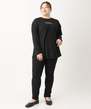 OLKLS13069 eur3(エウルキューブ) 【大きいサイズ/11号サイズあり】ドロップショルダーロゴTシャツ ブラック(94)